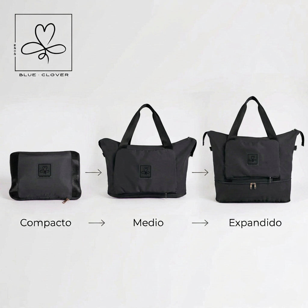 Bolso-BlueClover-Viaje-Negro-Plegado