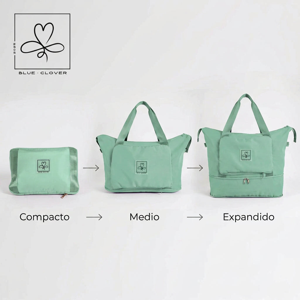 Bolso-BlueClover-Viaje-Verde-Plegado